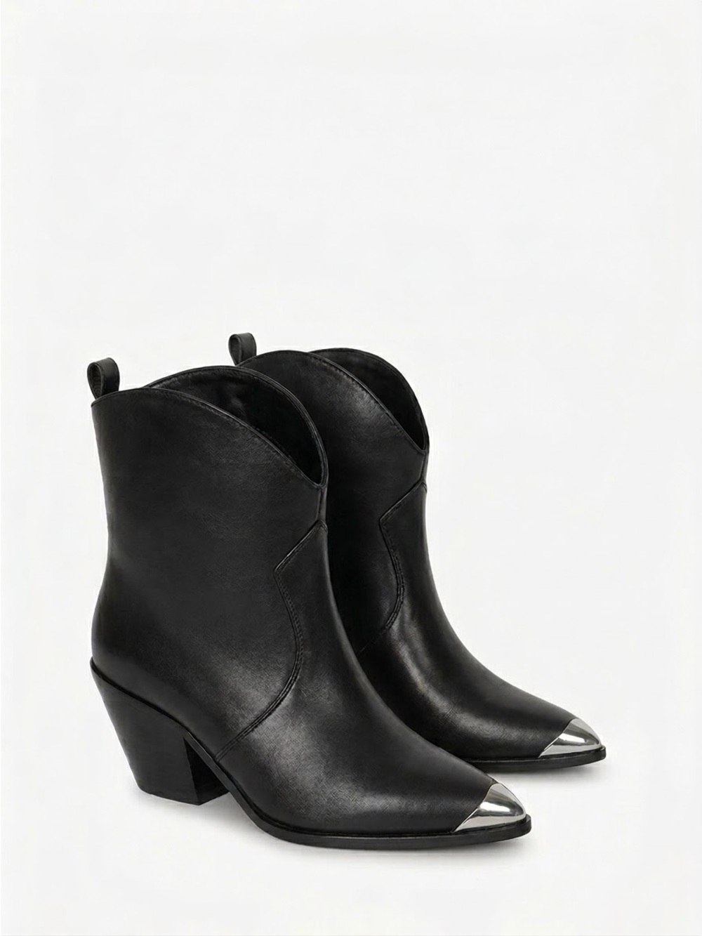 Anine Bing Black Ankle Western Boots with Silver Cap Toe size 40